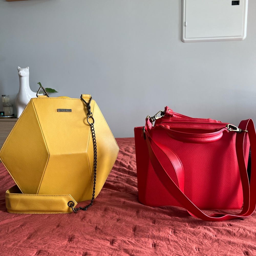 Yellow Geometric Hexagon Crossbody Bag - Unbranded